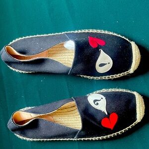 Size 6 kate spade espadrille shoes Black w/pink & red.